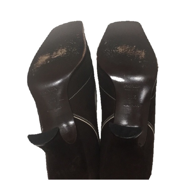 Prada square suede stitching contrast heels kitten - Picture 6 of 6